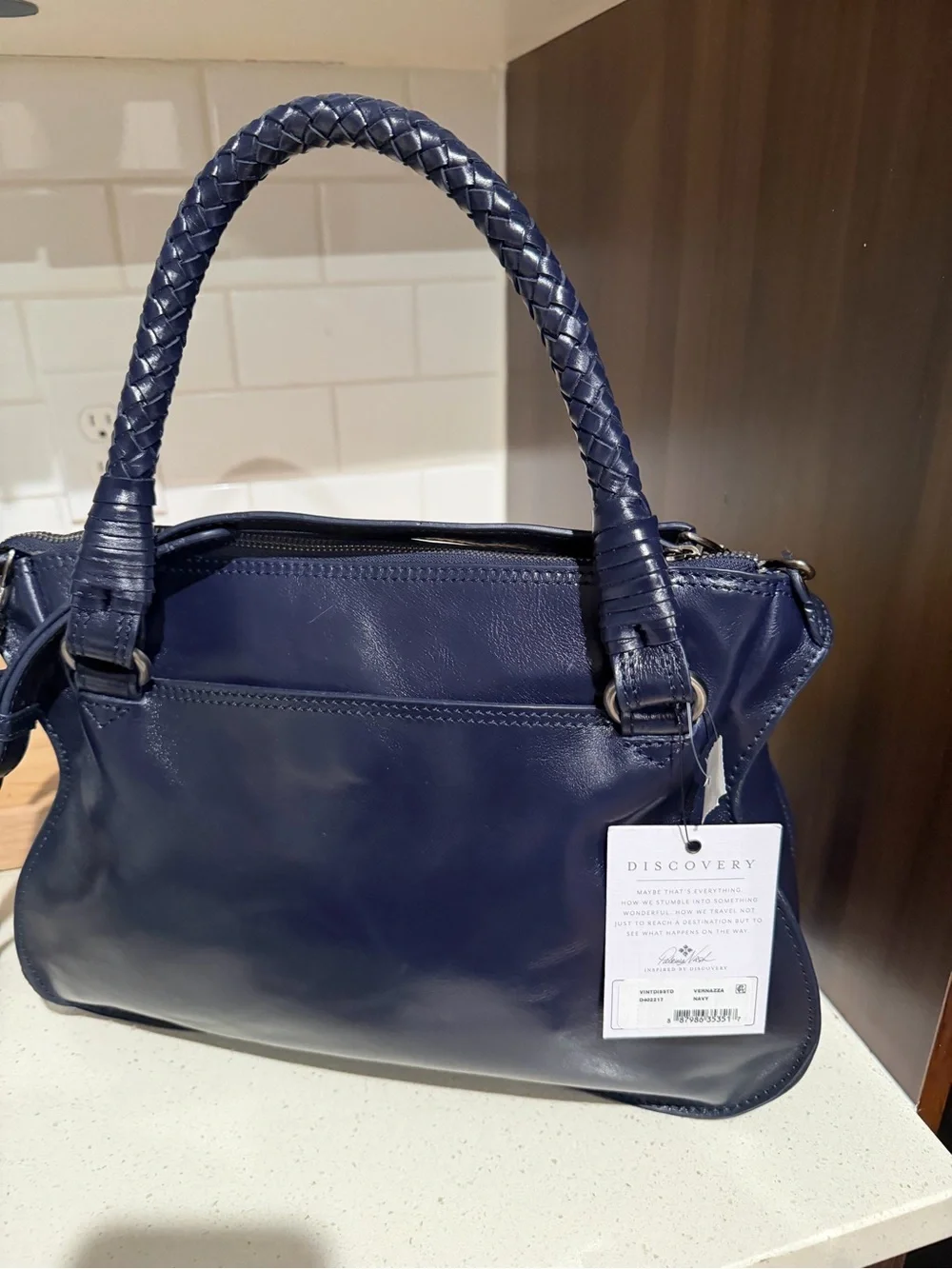 Patricia Nash Discovery Leather Vernazza Flap Satchel Navy‎